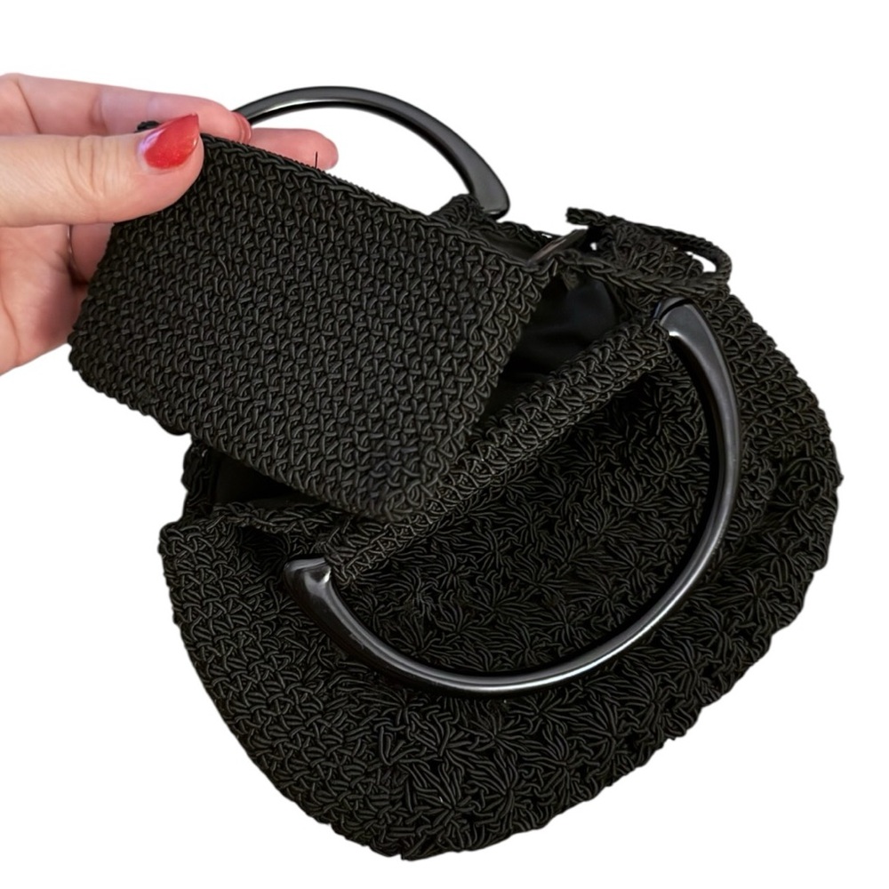 The Limited Black Woven Evening Bag Acrylic Handle Mini Purse Vintage Y2K - Picture 5 of 9